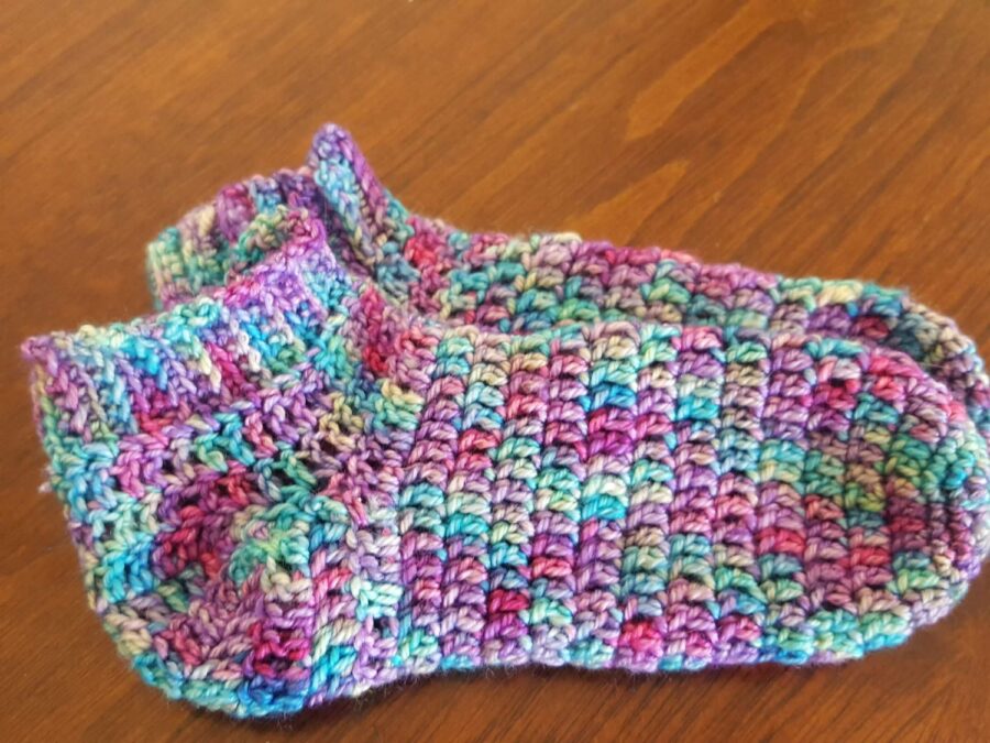 Finished crochet socks for toddler